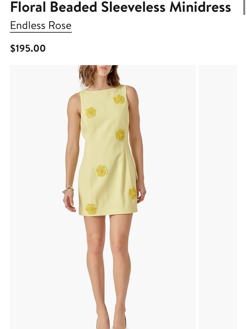 Endless Rose Lemon Yellow Floral Appliqué Sleeveless Minidress